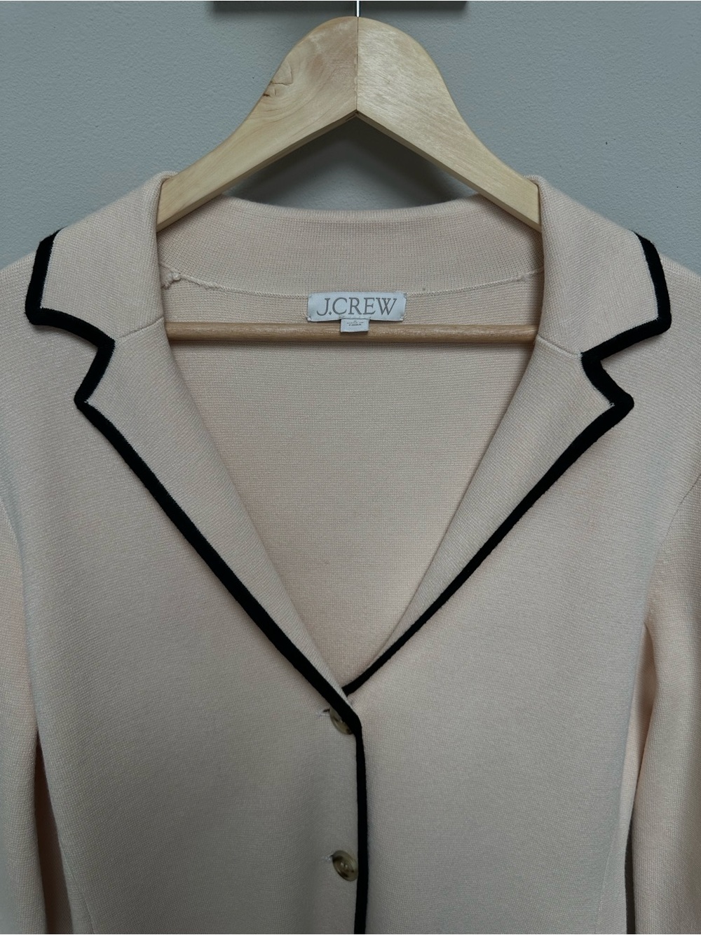 J. Crew Pale Pink Blazer with Black Piping